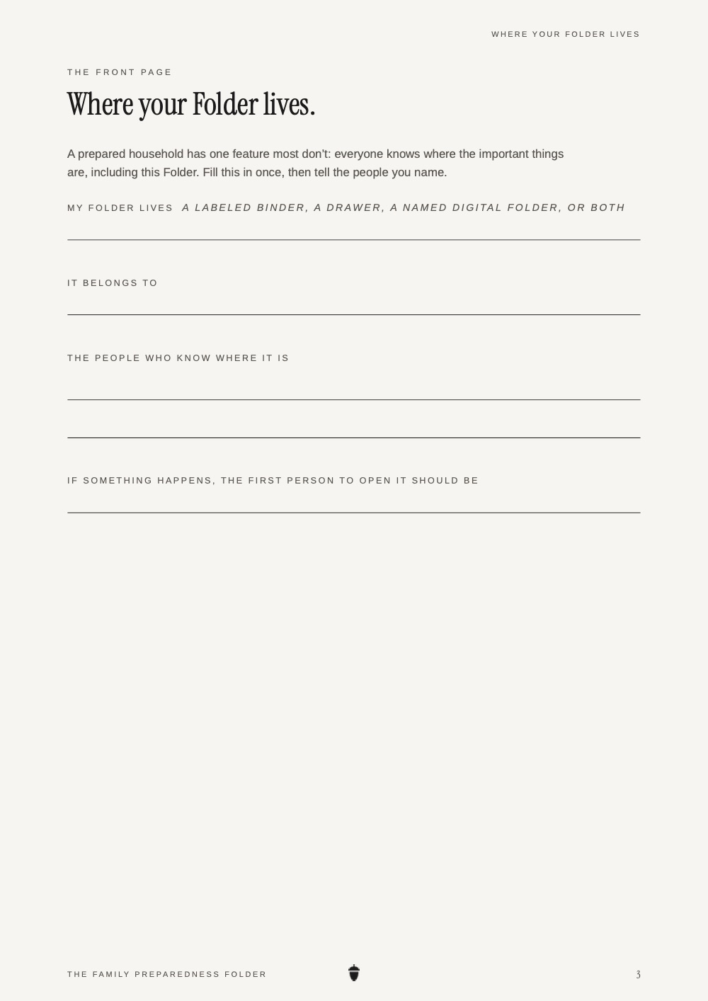 The Where your Folder lives page